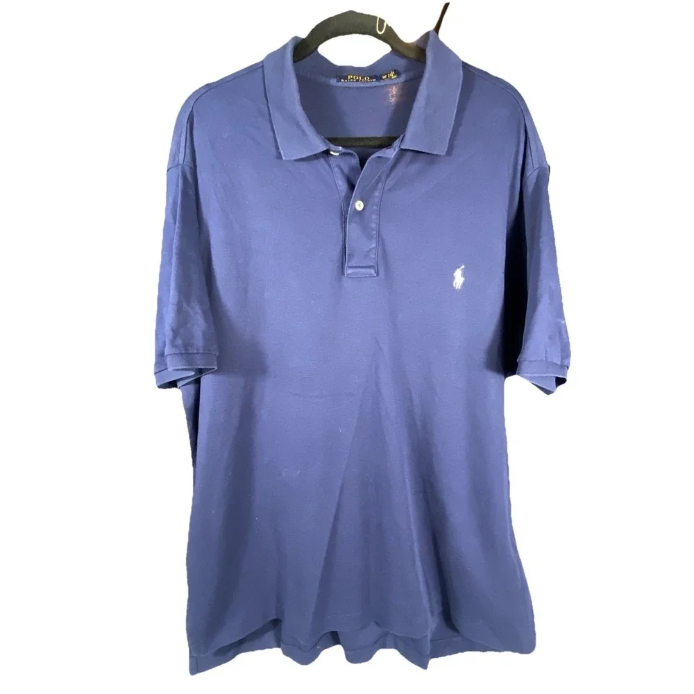 Polo Ralph‎ Lauren Polo Shirt Mens 2XB Big Navy Blue Golf Stretch Preppy Classic